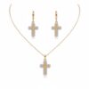Set de Collar Cruz Destellante con Aretes Colgantes para Mujer