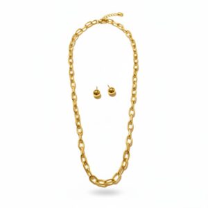 Set de Collar Cadenas Eslabones Gruesos con Aretes de Esfera Topos