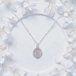 Collar Virgen de Guadalupe en Plata Esterlina Rodinada